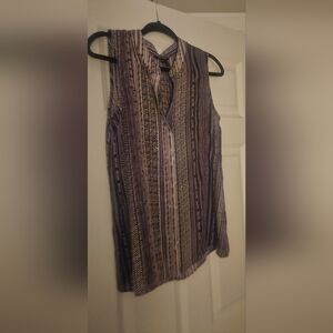 NIC+ZOE Purple and Black Patterned Blouse